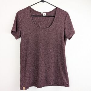 TenTree scoop neck wine colored, short sleeve hemp blend tee XS